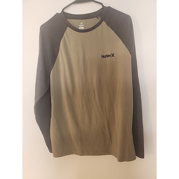 Hurley Long Sleeve T-Shirt Men’s Medium Green W Black Sleeve - Picture 9 of 12